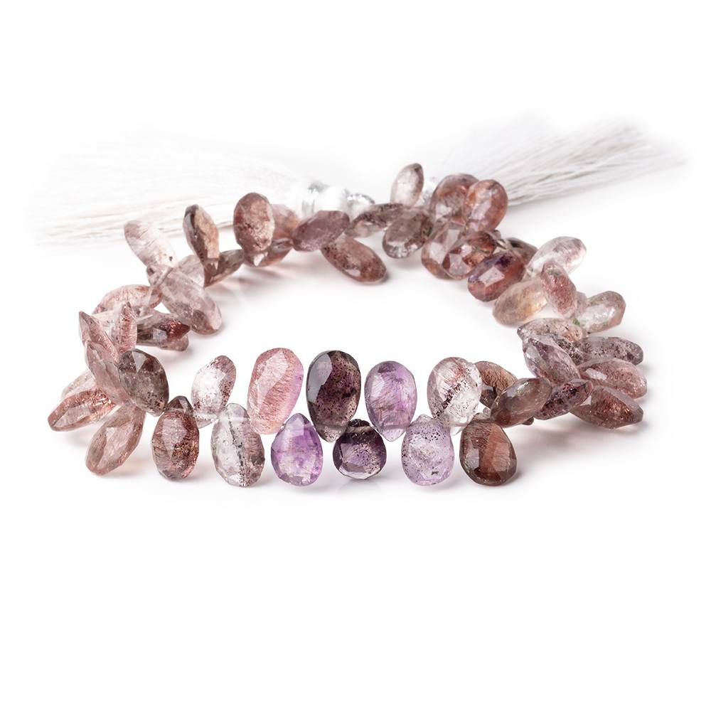 8x6-11x7mm Moss Amethyst Faceted Pear Beads 8 inch 57 pieces - Beadsofcambay.com