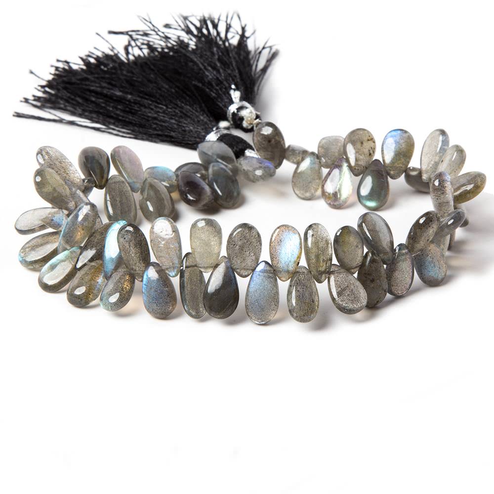 8x6-12x6mm Labradorite Beads Plain Pear 8 inch 51 pieces - Beadsofcambay.com