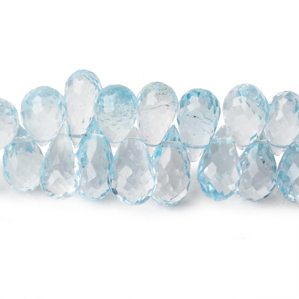 8x6-12x6mm Sky Blue Topaz Faceted Tear Drops 8 inch 69 beads AAA - Beadsofcambay.com