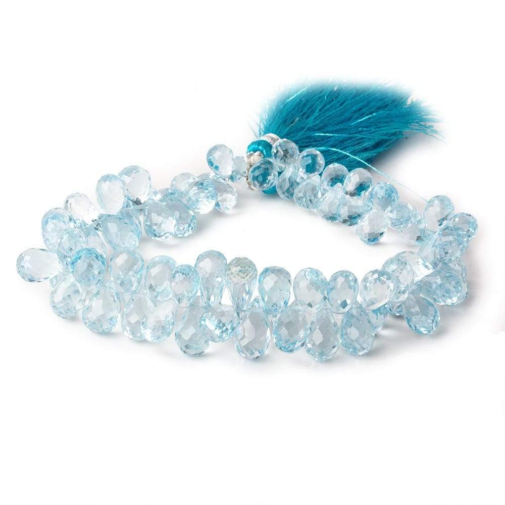 8x6-12x6mm Sky Blue Topaz Faceted Tear Drops 8 inch 69 beads AAA - Beadsofcambay.com