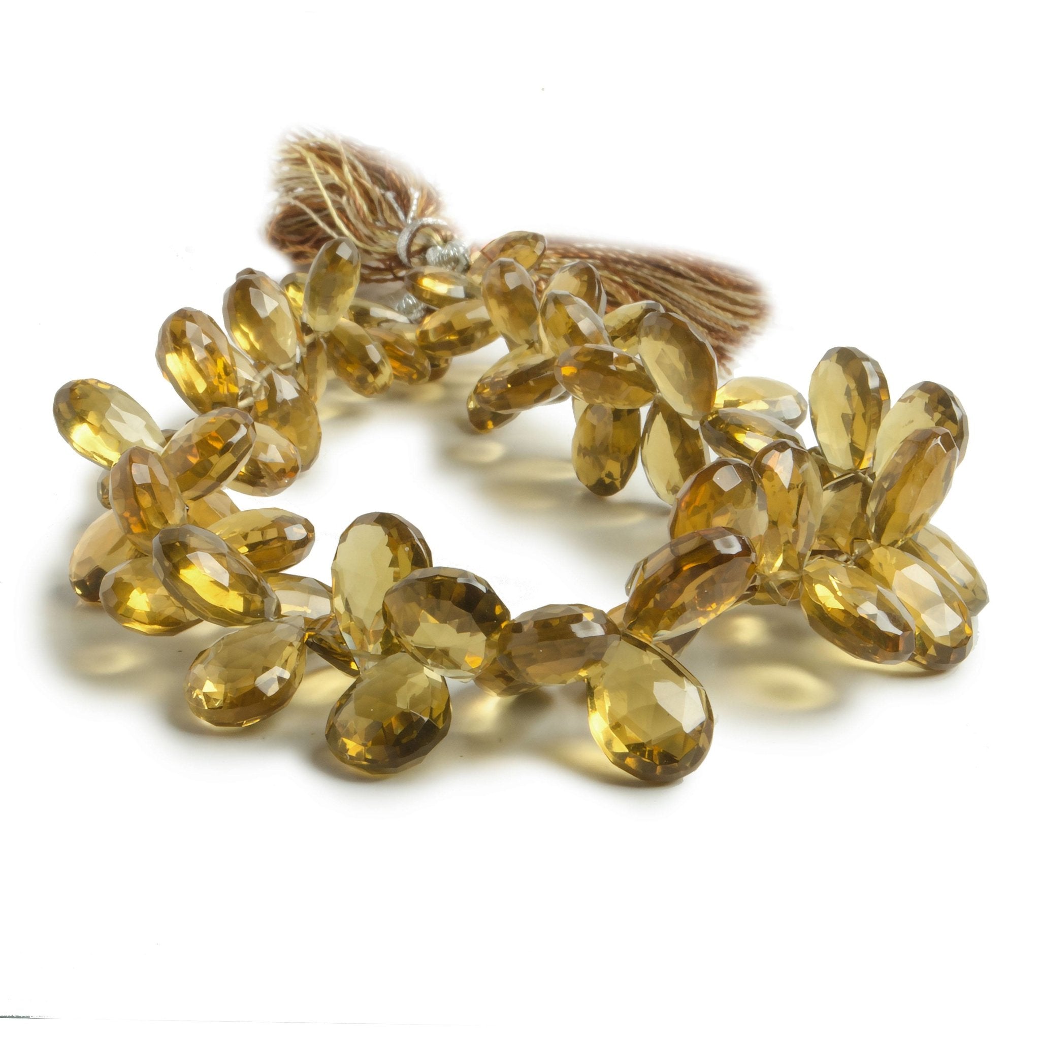 8x6-12x8mm Whiskey Quartz Pear Briolette 8 inch 66 pieces - Beadsofcambay.com