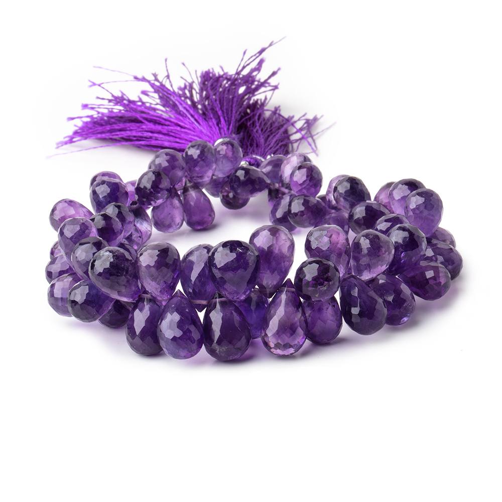 8x6-13x9mm Amethyst Faceted Tear Drop Beads 8 inch 72 pieces - Beadsofcambay.com