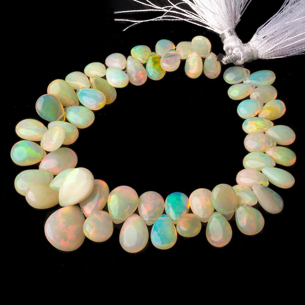 8x6-16x12mm Ethiopian Opal Plain Pear Beads 7.5 inch 55 pcs A Grade - Beadsofcambay.com