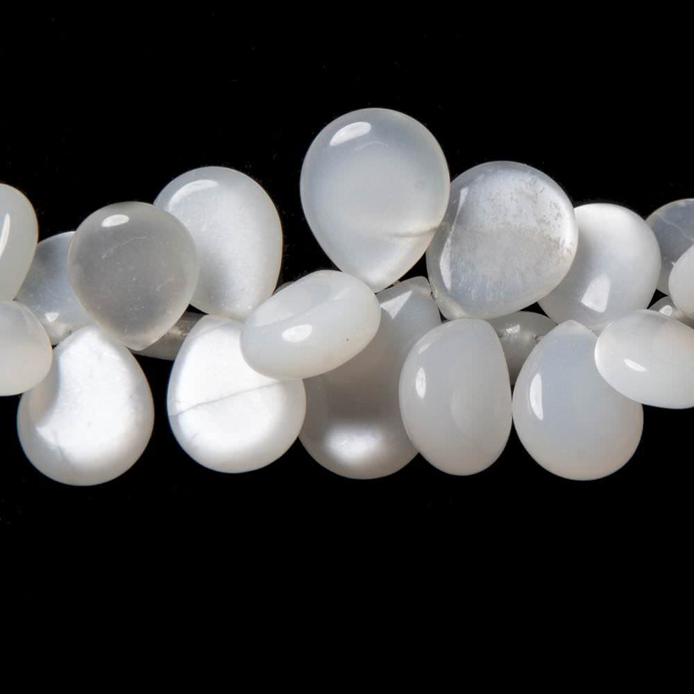 8x6-17x11mm Ceylon White Moonstone plain pear beads 18 inch 150 pieces - Beadsofcambay.com