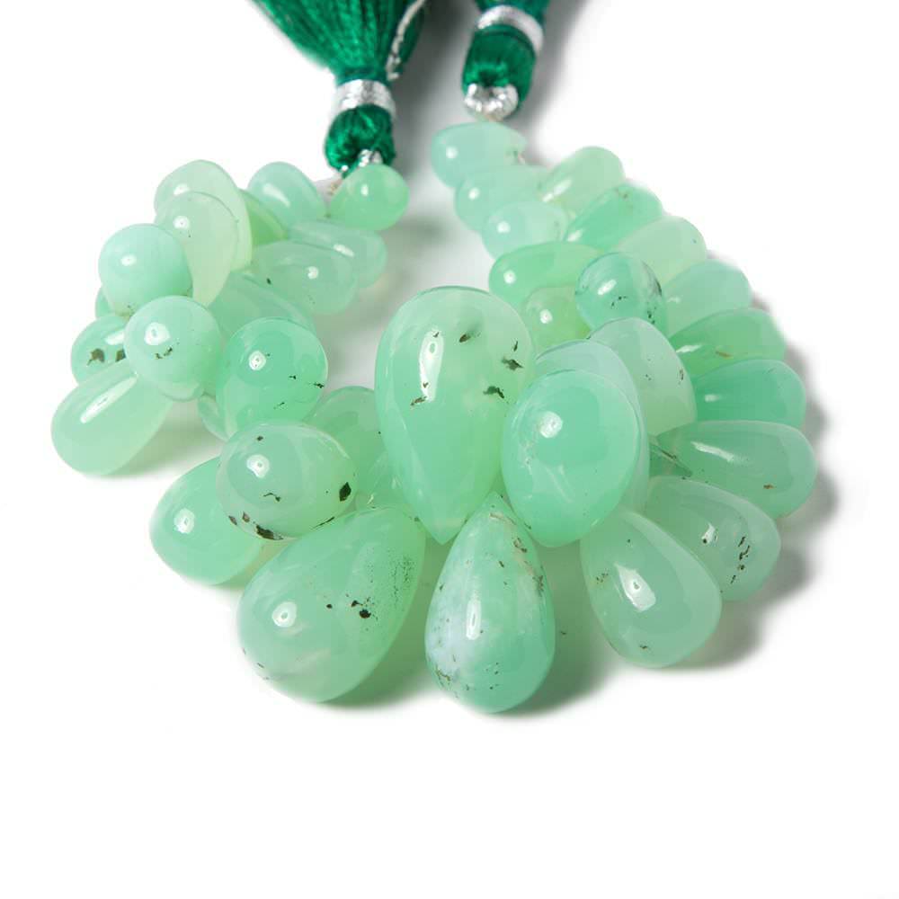 8x6-19x11mm Chrysoprase plain tear drop beads 5 inch 42 pieces - Beadsofcambay.com