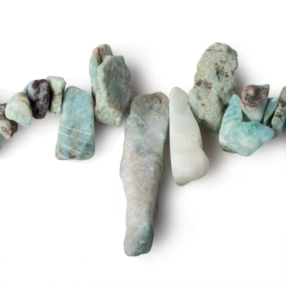 8x6-40x8mm Larimar top drilled Natural Crystal Chip beads 7.5 inch 35 beads - Beadsofcambay.com