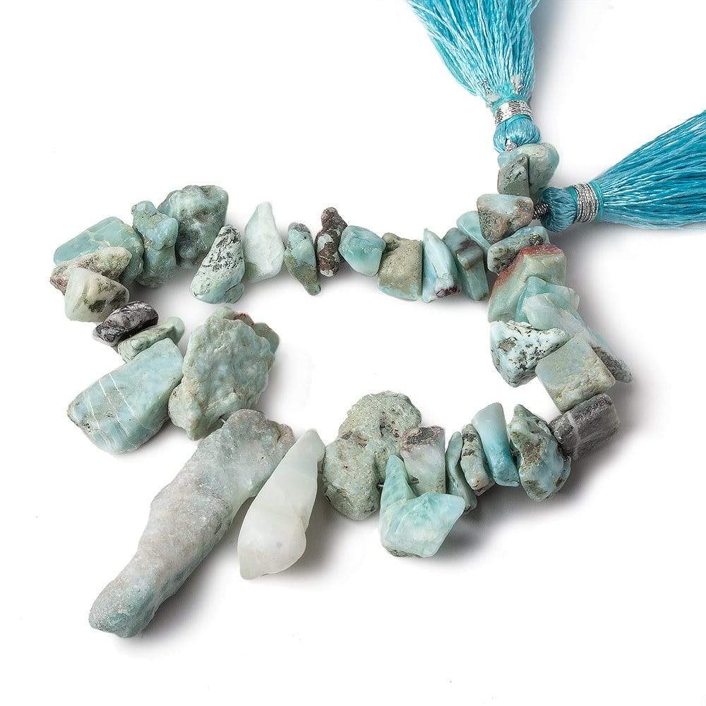 8x6-40x8mm Larimar top drilled Natural Crystal Chip beads 7.5 inch 35 beads - Beadsofcambay.com