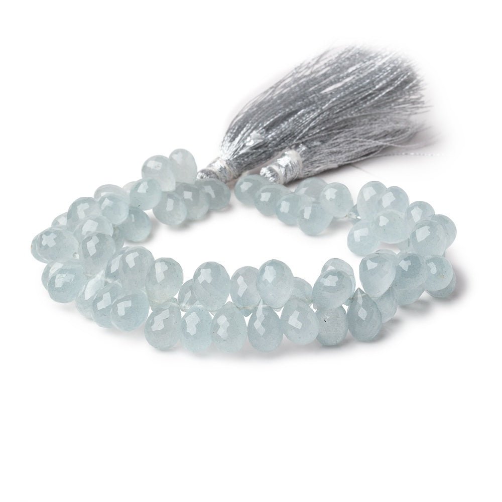 8x6-9x6.5mm Aquamarine Faceted Tear Drop Beads 7.5 inch 70 pieces AAA - Beadsofcambay.com