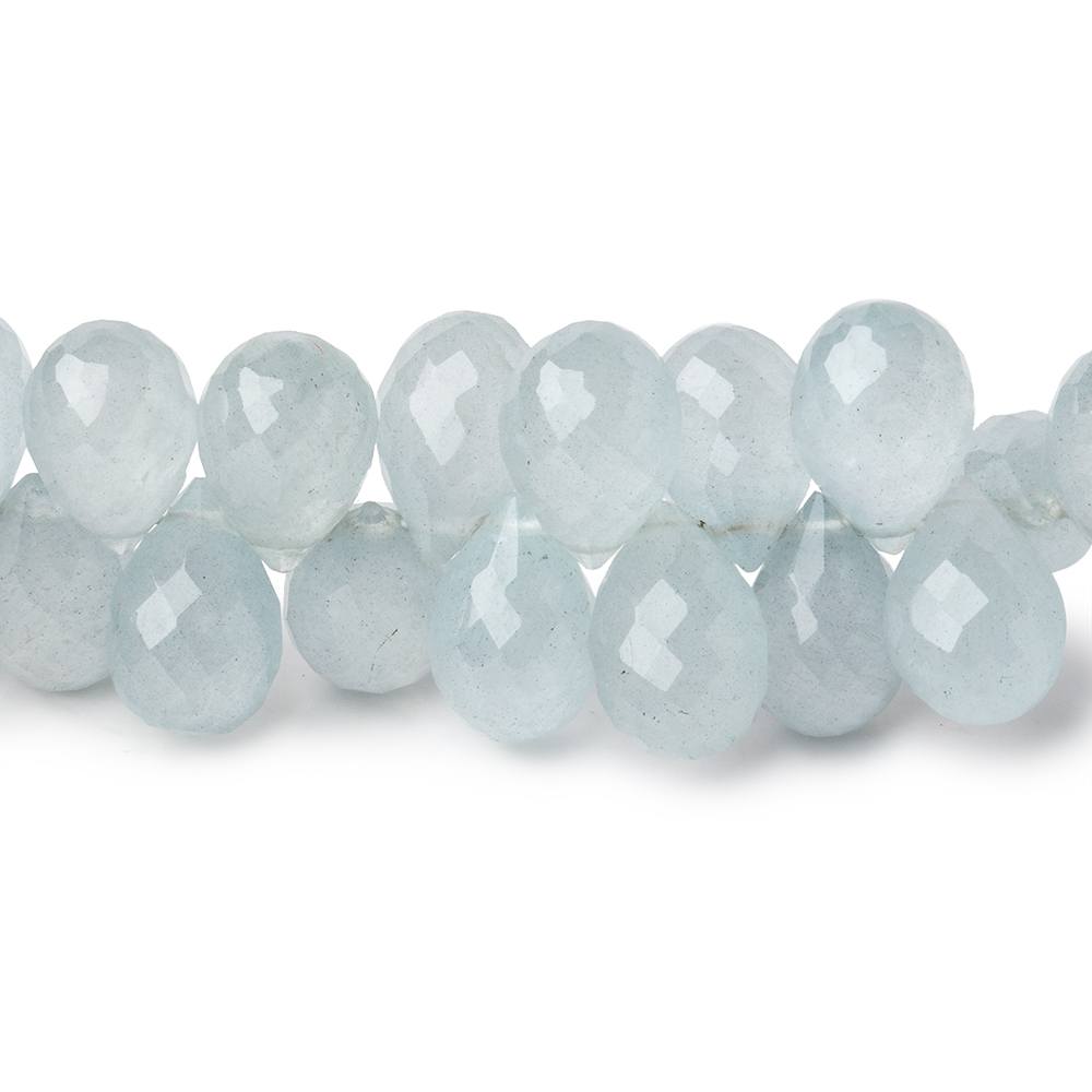 8x6-9x6.5mm Aquamarine Faceted Tear Drop Beads 7.5 inch 70 pieces AAA - Beadsofcambay.com