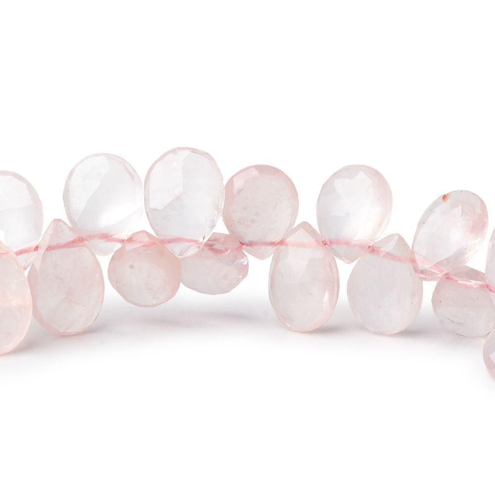 8x6-9x7mm Rose Quartz faceted pear beads 7.5 inch 60 pieces - Beadsofcambay.com