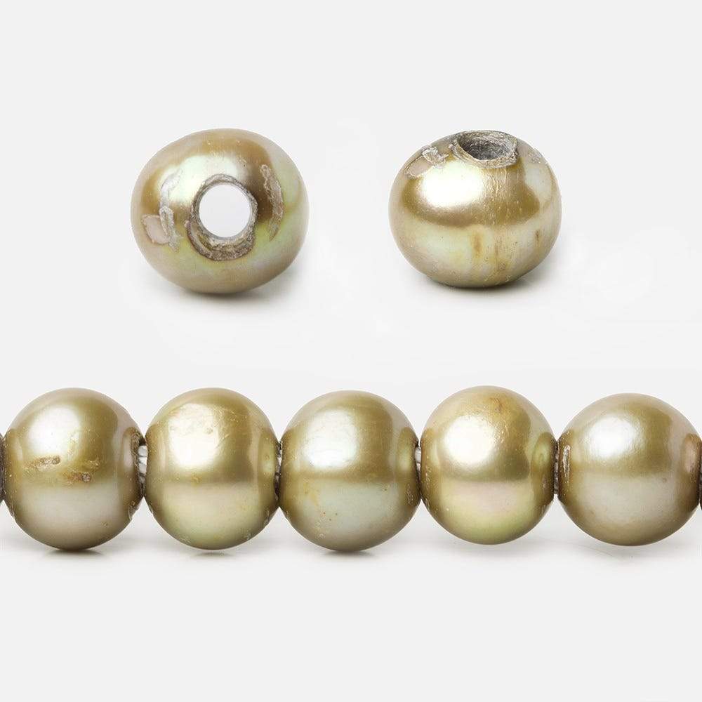 8x6-9x7mm Silver Sage 2.5mm Large Hole Off Round Freshwater Pearl 15 inch 58 pcs - Beadsofcambay.com