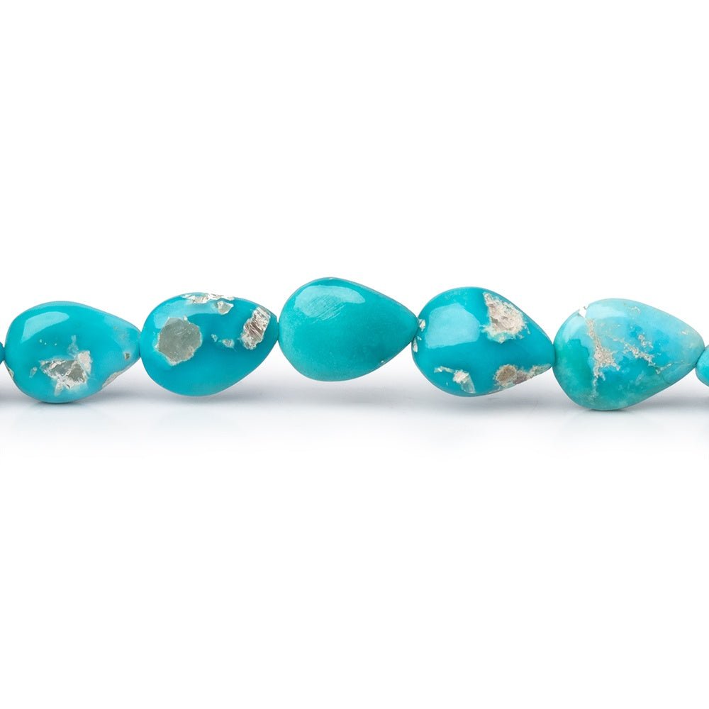 8x6-9x7mm Sleeping Beauty Turquoise Plain Pear Beads 8 inch 23 pieces - Beadsofcambay.com