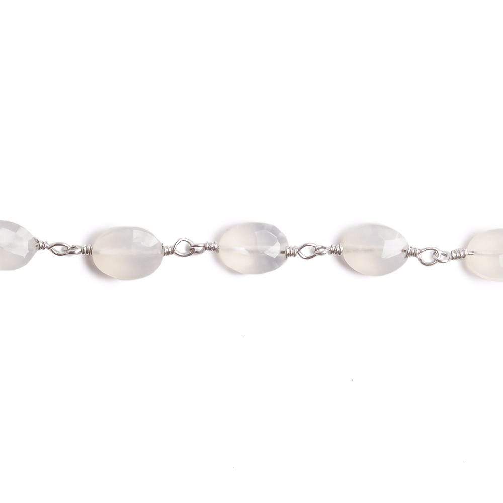 8x6mm Champagne Chalcedony faceted Oval Silver plated Chain by the foot 22 pieces - Beadsofcambay.com
