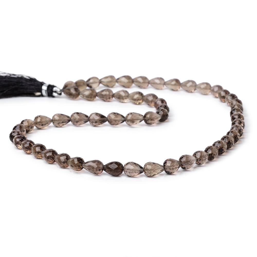 8x6mm Light Smoky Quartz Faceted Tear Drop Beads 17 inch 55 pieces - Beadsofcambay.com