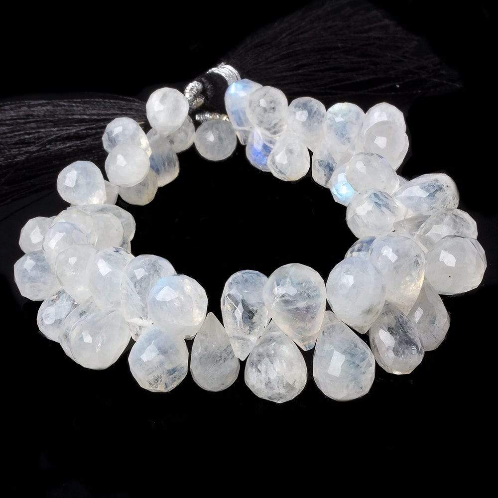 8x7-11x6mm Rainbow Moonstone Faceted Tear Drop Beads 8 inches 59 beads - Beadsofcambay.com