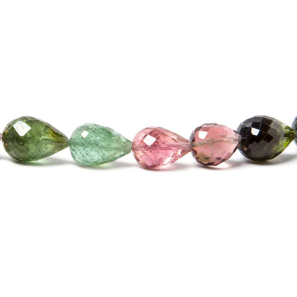 8x7-11x7mm Multi Color Tourmaline Faceted Tear Drop Beads 8 inch 18 pieces - Beadsofcambay.com