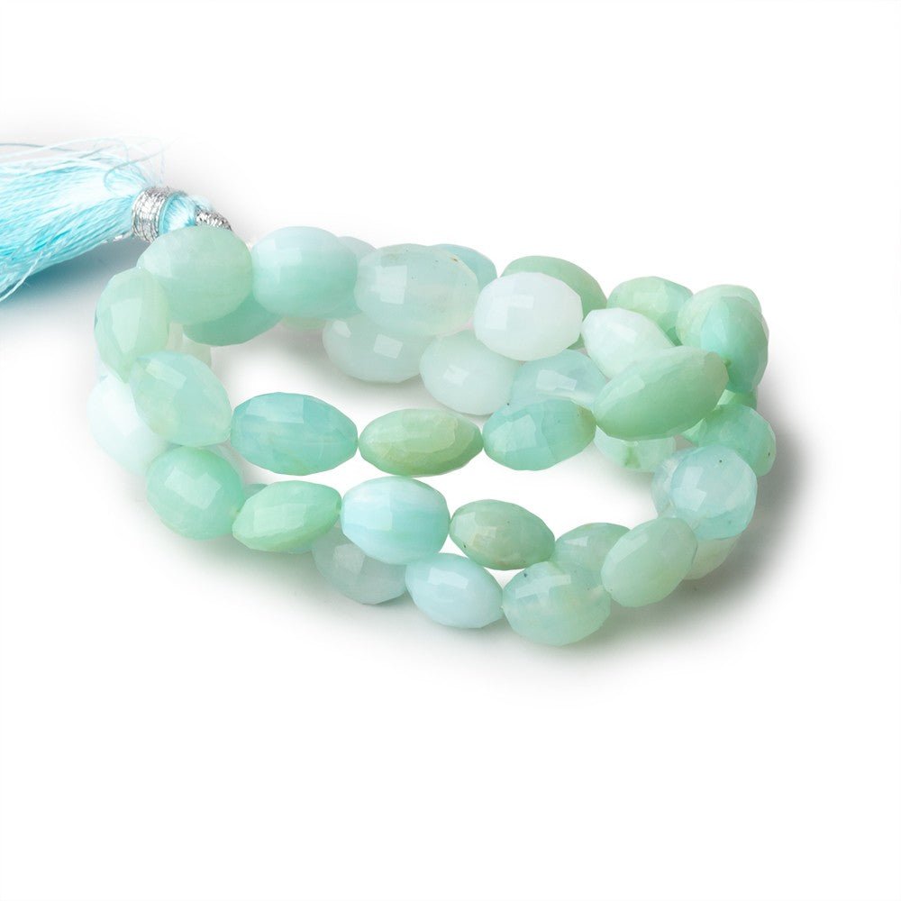 8x7-11x8mm Blue Peruvian Opal Straight Drilled Faceted Ovals 16 inch 44 Beads - Beadsofcambay.com