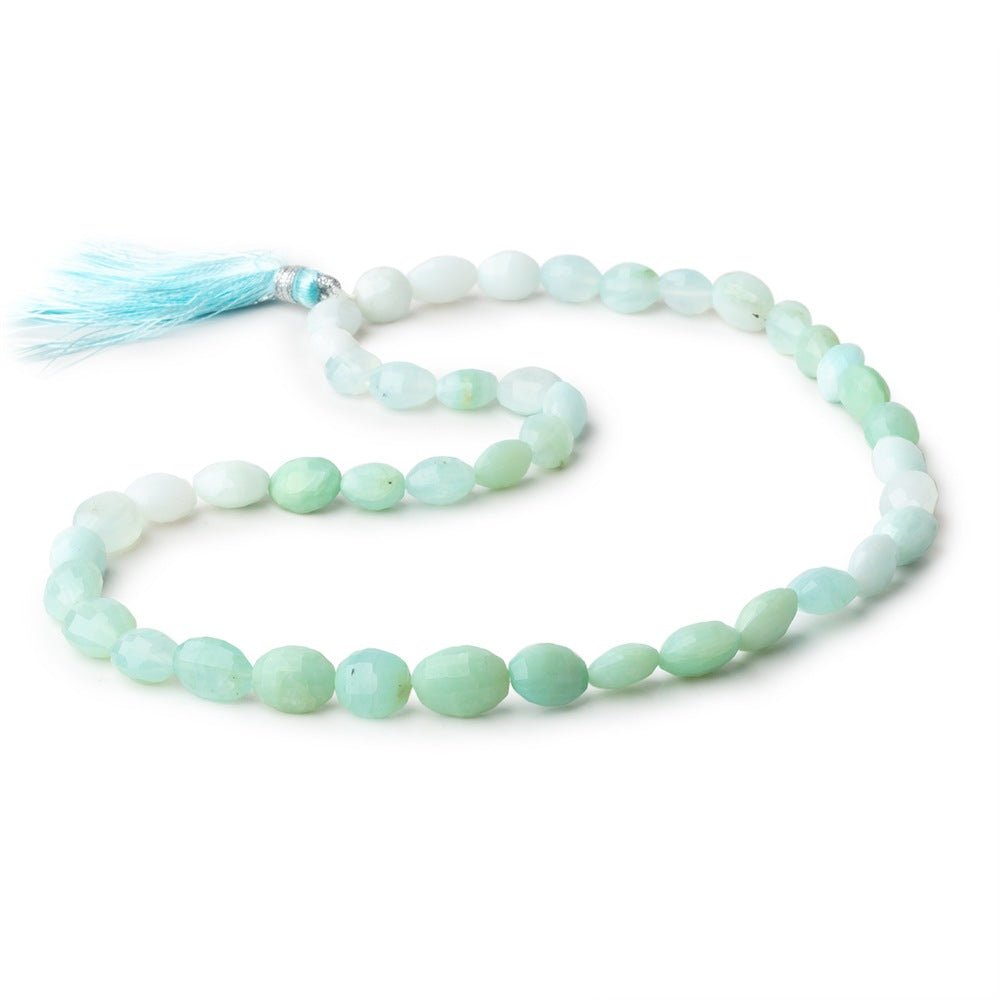 8x7-11x8mm Blue Peruvian Opal Straight Drilled Faceted Ovals 16 inch 44 Beads - Beadsofcambay.com