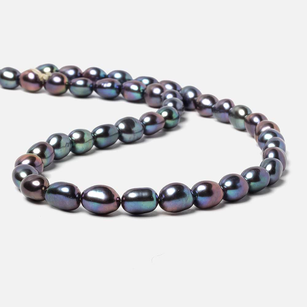 8x7-11x8mm Peacock straight drill Oval Freshwater Pearls 15 inch 36 pieces AA - Beadsofcambay.com
