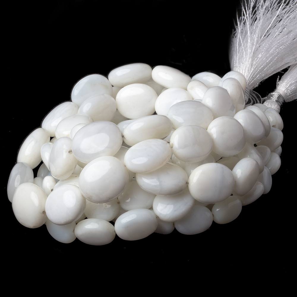 8x7-13x11mm White Opal plain oval beads 18 inches 43 pieces A - Beadsofcambay.com