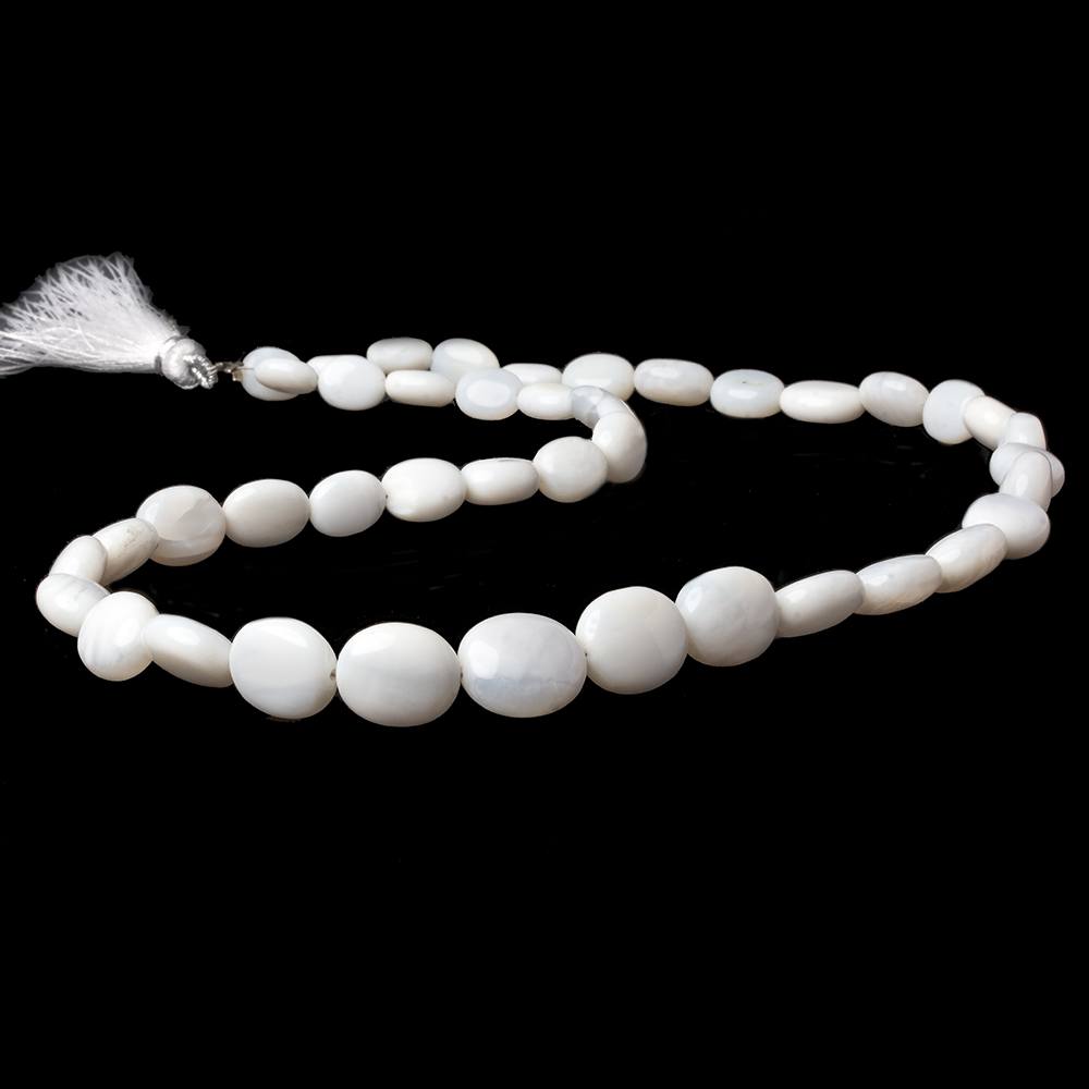 8x7-13x11mm White Opal plain oval beads 18 inches 43 pieces A - Beadsofcambay.com