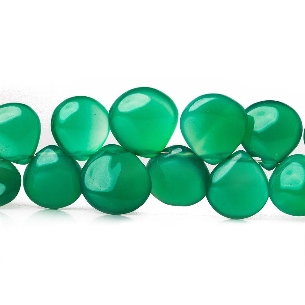 8x7-13x12mm Spring Green Chalcedony Plain Hearts 7 inch 35 beads - Beadsofcambay.com