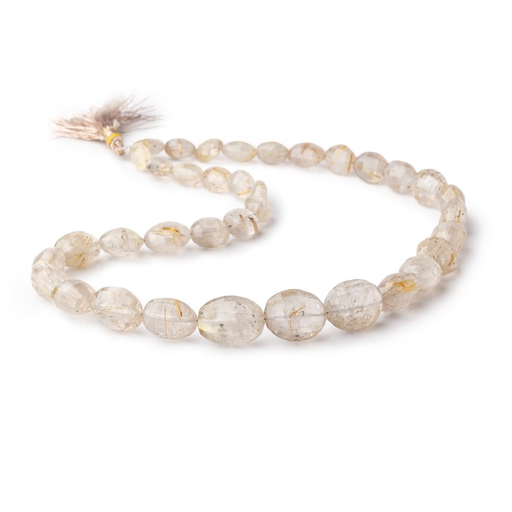 8x7-15x12mm Rutilated Quartz Faceted Ovals 16 inches 36 beads - Beadsofcambay.com