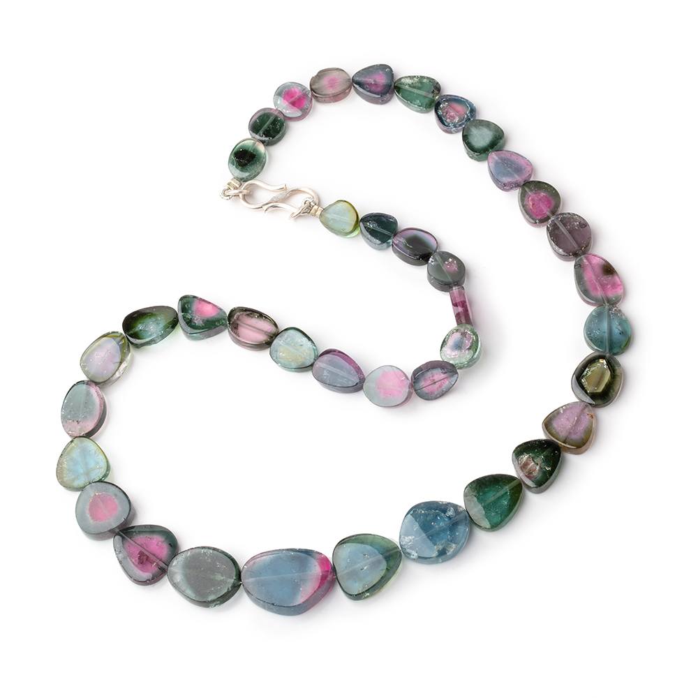 8x7-18x13mm Watermelon Tourmaline Slice Beads 17 inch 33 pieces AAA - Beadsofcambay.com