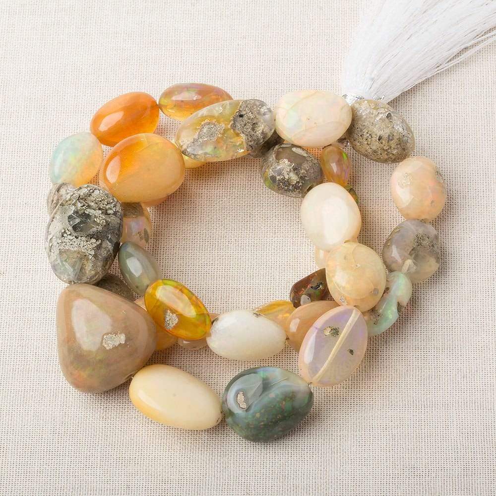 8x7-19x18mm Ethiopian Opal Straight Drill Plain Nuggets 18 inch 38 pieces - Beadsofcambay.com