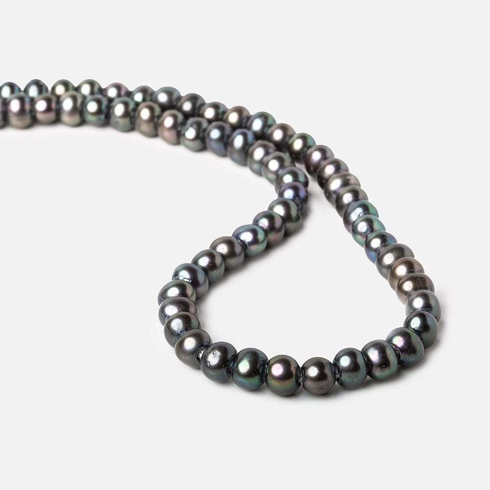 8x7-9x7mm Pistachio Peacock Off Round 2.5mm Large Hole Freshwater Pearl 55 pcs - Beadsofcambay.com