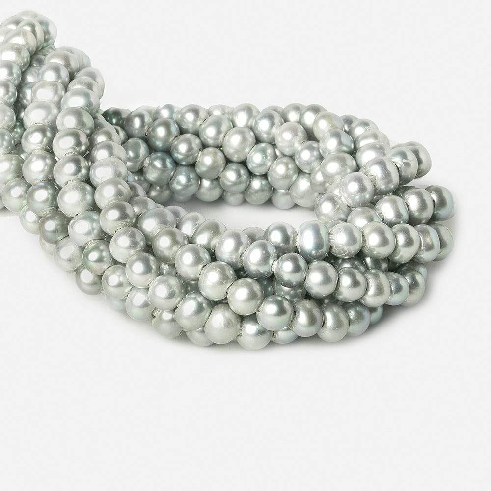 8x7-9x7mm Sage & Silver 2.5mm Large Hole Off Round Pearl 16 inch 55 pieces - Beadsofcambay.com