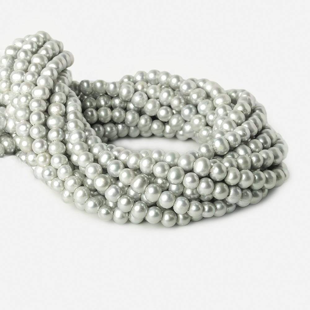 8x7-9x7mm Silver 2.5mm Large Hole Off Round Pearl 16 inch 55 pieces - Beadsofcambay.com