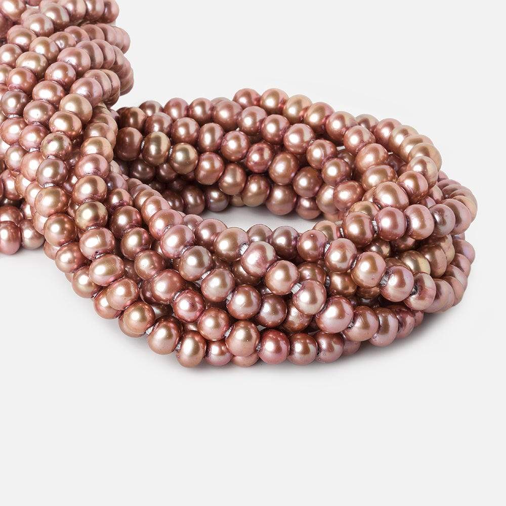 8x7-9x8mm Rose Sangria Off Round Large Hole Freshwater Pearl 15 inch 55 pieces - Beadsofcambay.com