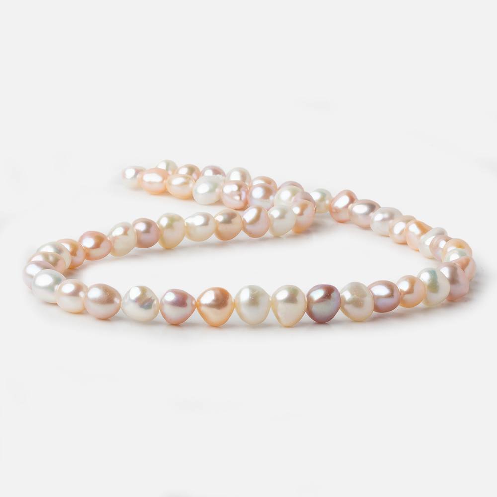 8x7-9x8mm TriColor Side Drill Baroque Freshwater Pearl 16 inch 49 pieces A - Beadsofcambay.com