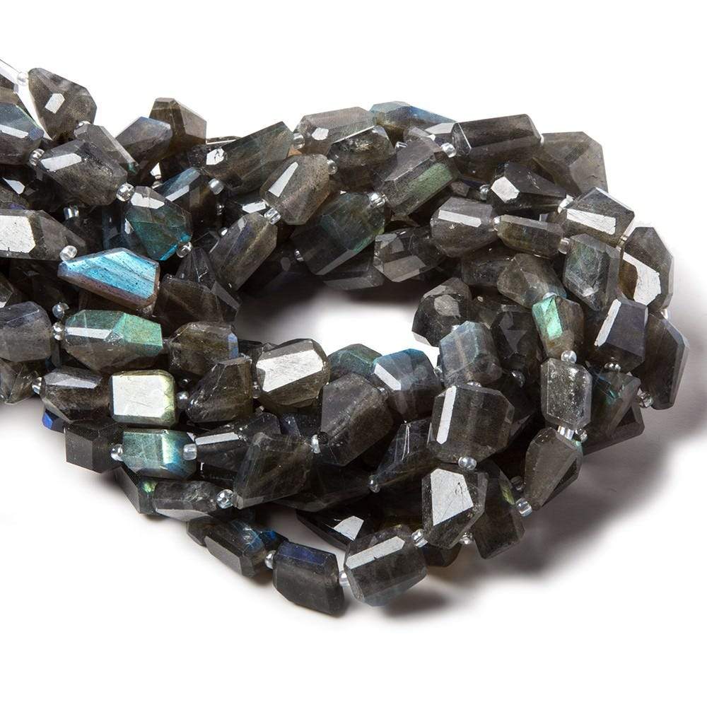 8x7.5-15x8mm Labradorite straight drilled faceted nuggets 14 inch 25 beads - Beadsofcambay.com