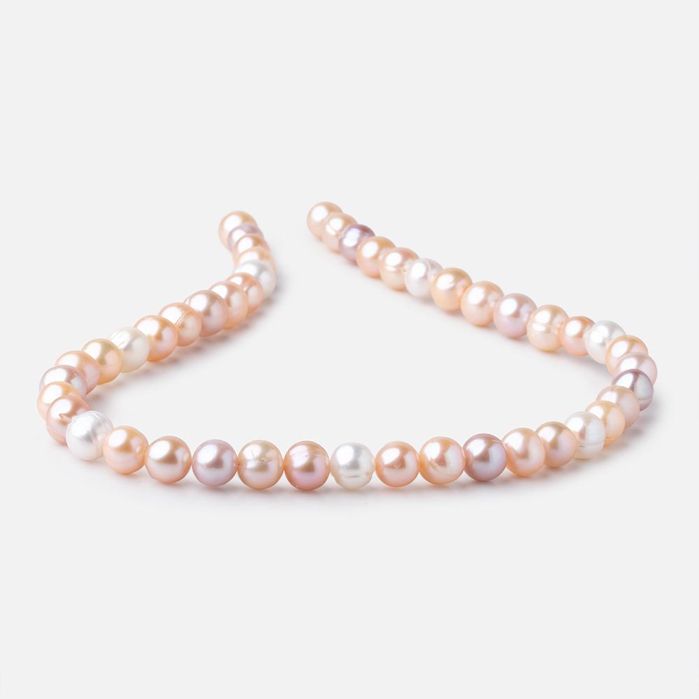 8x7.5mm Tri Color Off Round Freshwater Pearls 15 inch 45 Beads - Beadsofcambay.com