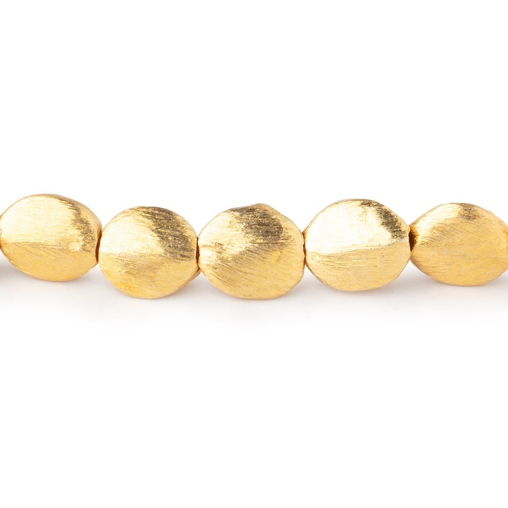 8x7mm 22kt Gold Plated Copper Brushed Oval Beads 8 inch 24 pieces - Beadsofcambay.com