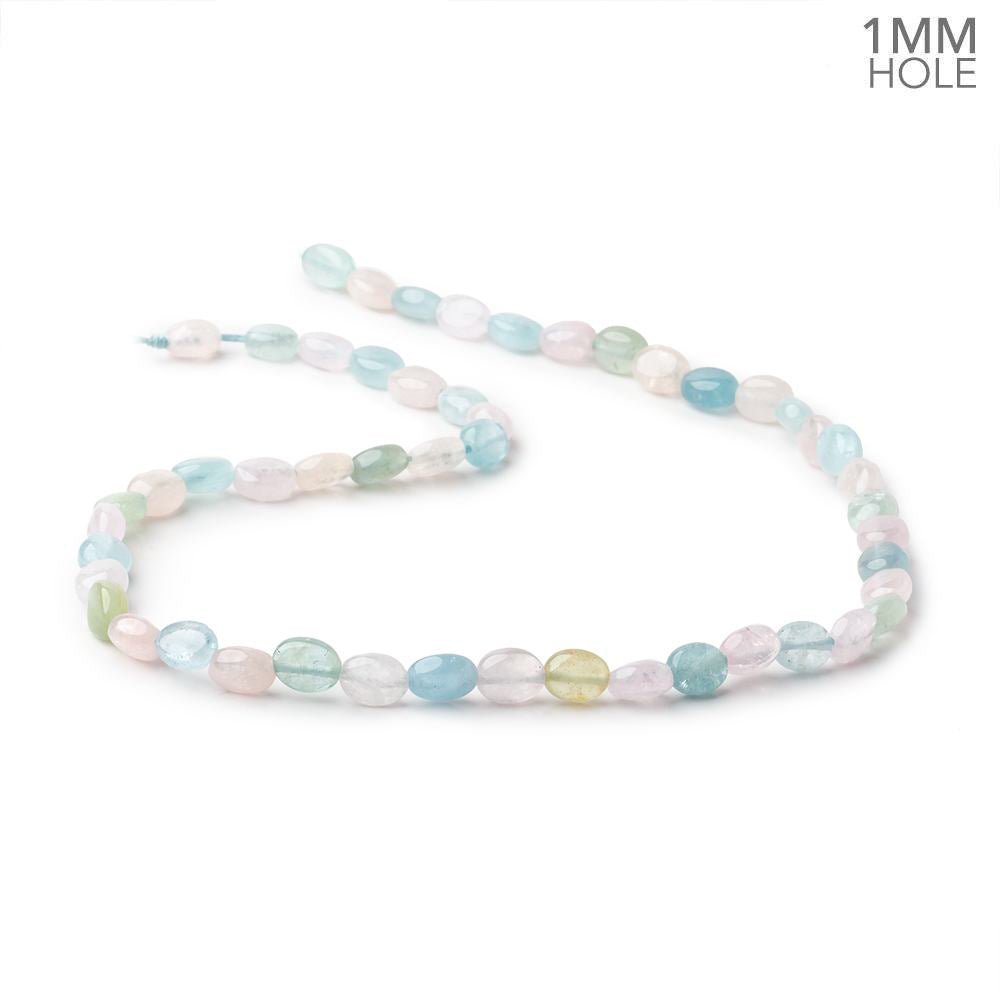 8x7mm Multi Beryl Plain Oval Beads 16 inch 51 pieces 1mm hole - Beadsofcambay.com