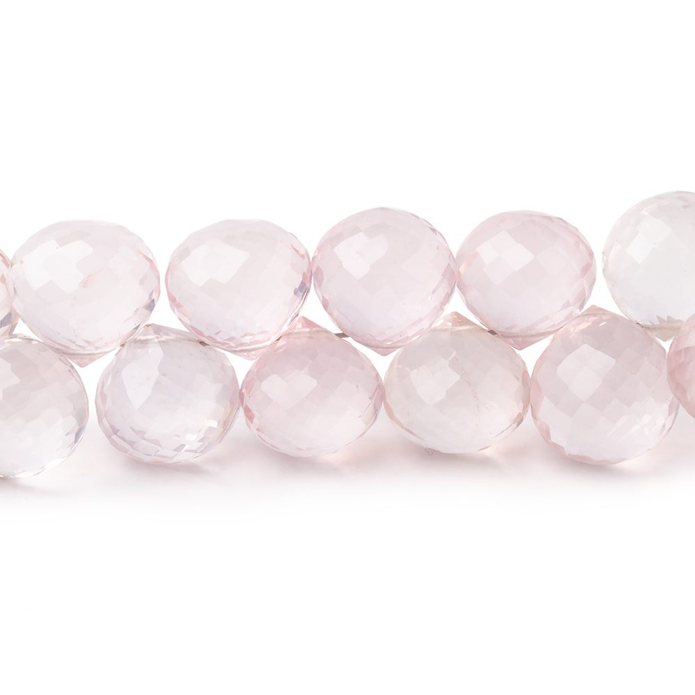 8x8-11x11mm Rose Quartz Faceted Candy Kiss 8 inch 40 Beads - Beadsofcambay.com