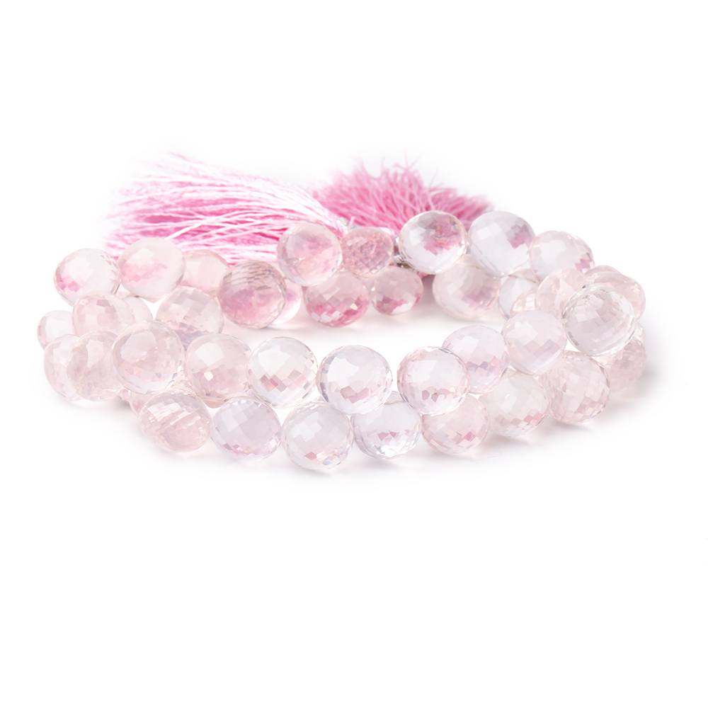 8x8-11x11mm Rose Quartz Faceted Candy Kiss 8 inch 40 Beads - Beadsofcambay.com