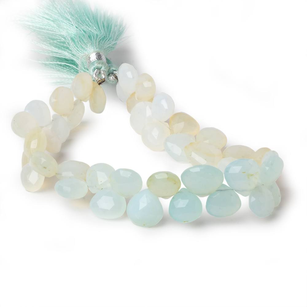 8x8-11x12mm Multi Color Peruvian Opal faceted heart beads 8 inch 42 pieces - Beadsofcambay.com