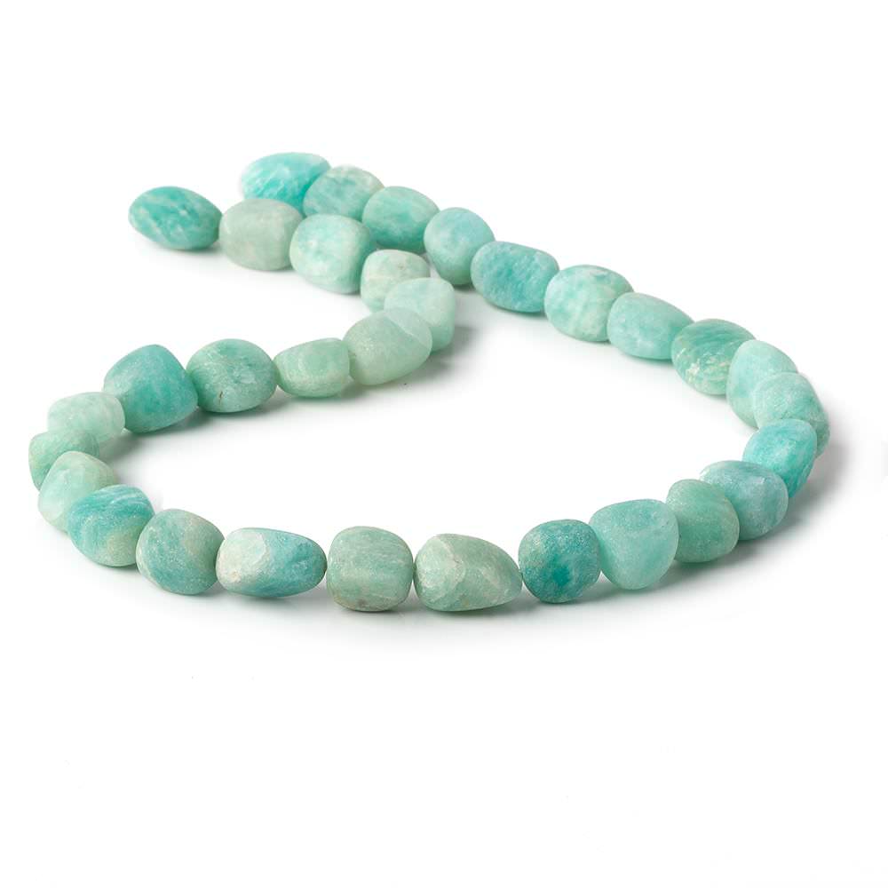 8x8-12x8mm Matte Amazonite tumbled plain nuggets 13 inch 27 beads A - Beadsofcambay.com