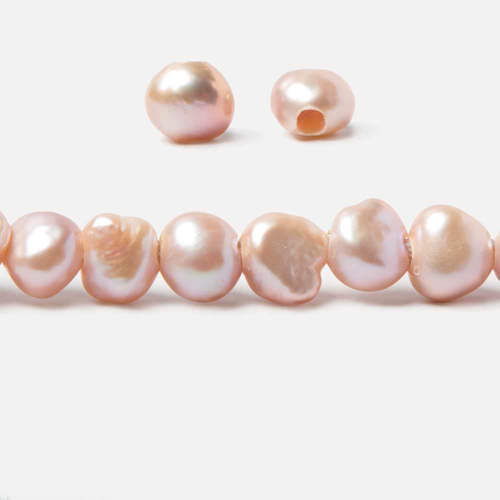 8x8.5-9x10.5mm Bridal Peach Baroque 2.5mm large hole Pearls 15 in. 48 pcs - Beadsofcambay.com