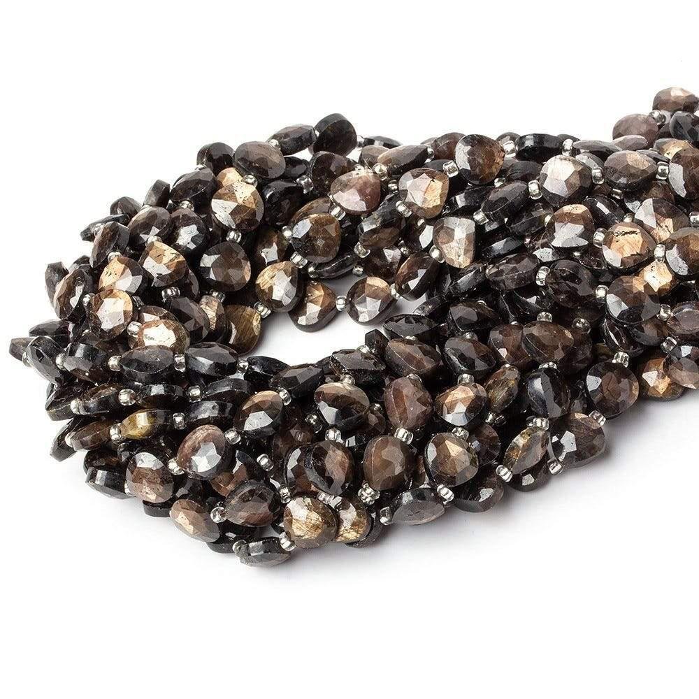 8x8mm Golden Sheen Chocolate Sapphire faceted hearts 15.5 inch 42 beads AA - Beadsofcambay.com