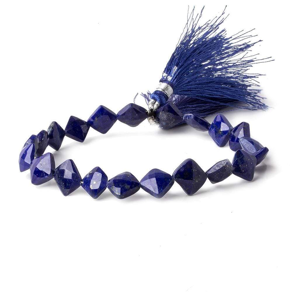 8x8mm Lapis Lazuli corner faceted square beads 8 inch 21 pieces - Beadsofcambay.com