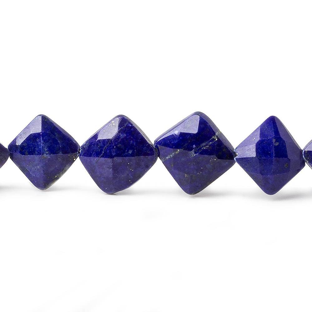 8x8mm Lapis Lazuli corner faceted square beads 8 inch 21 pieces - Beadsofcambay.com