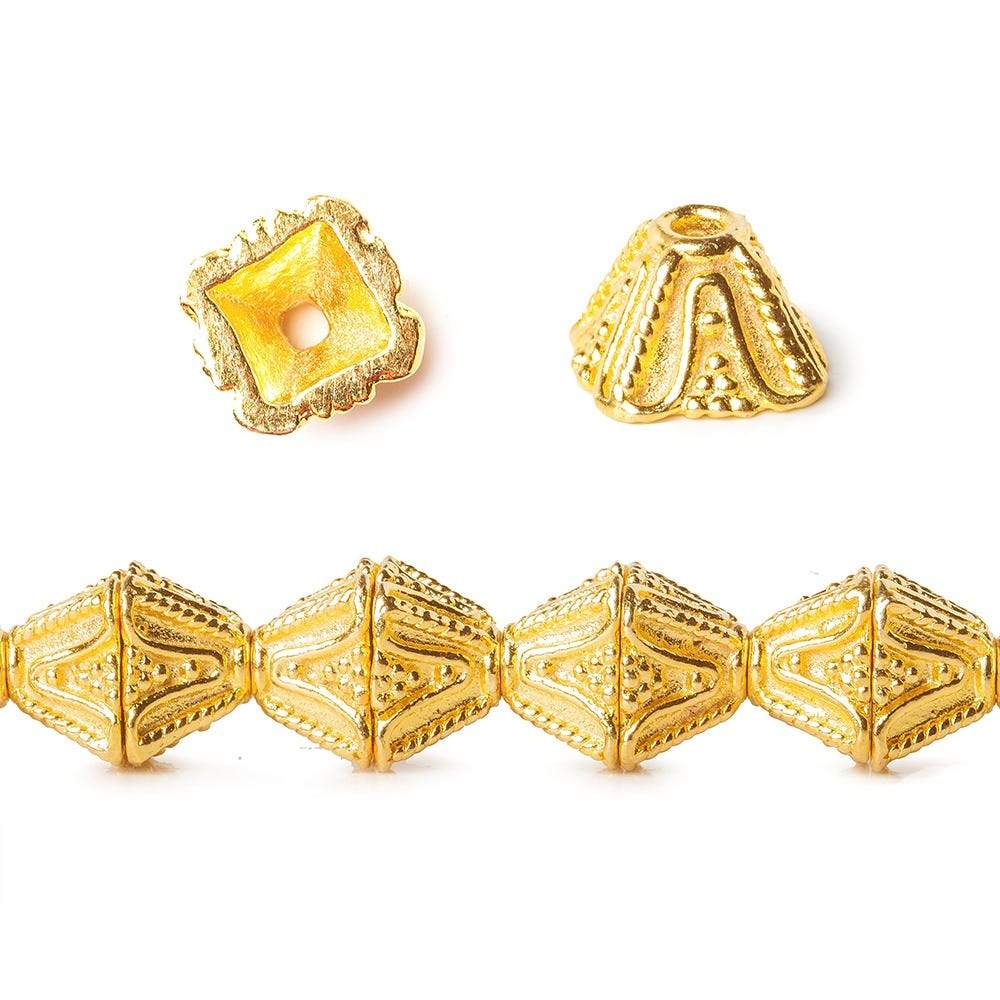 8x8x5mm 22kt Gold Plated Copper Pyramid Square Bead Cap 8 inch 38 pcs - Beadsofcambay.com