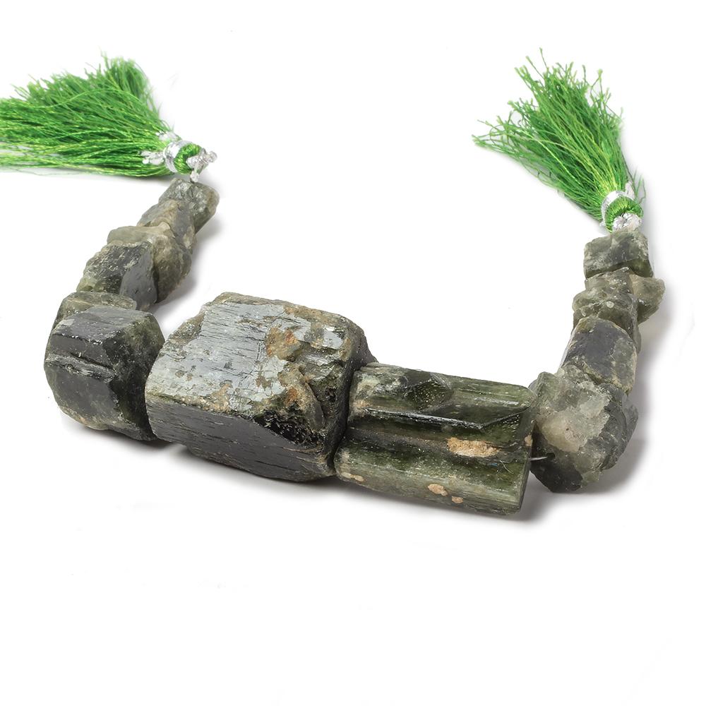 8x9-22x19mm Chrome Diopside Straight Drilled Natural Crystals 8 inch 14 pieces - Beadsofcambay.com