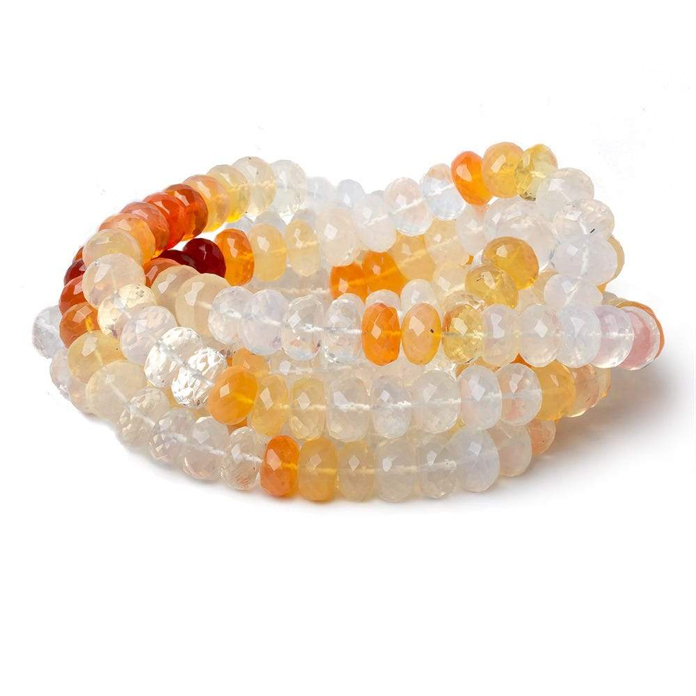 9-10mm Multi Color Fire Opal faceted rondelles 14 inches 65 beads AA - Beadsofcambay.com