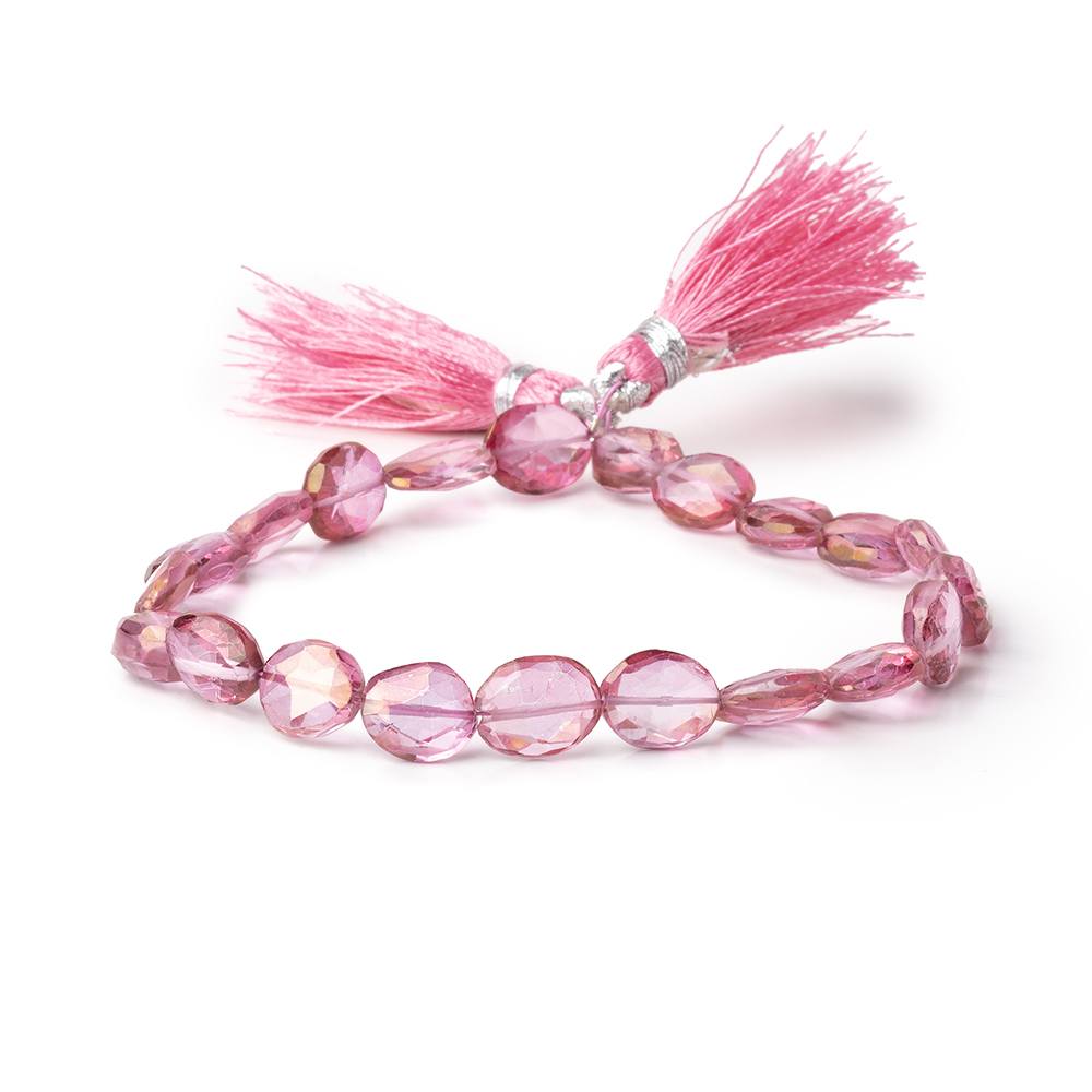 9-10mm Mystic Pink Topaz Faceted Oval beads 7.5 inch 19 pieces - Beadsofcambay.com